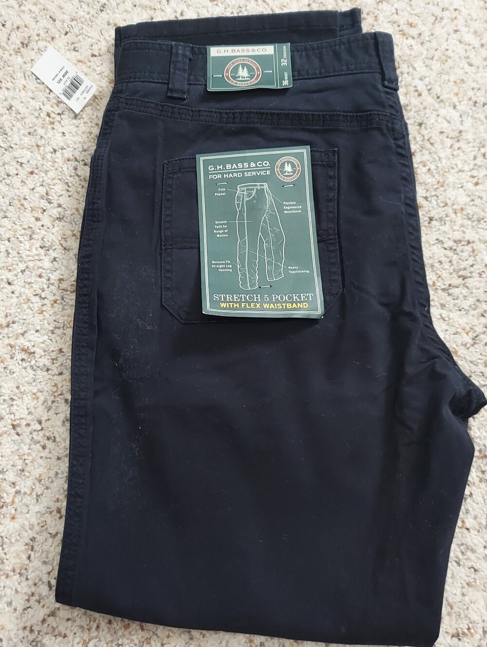 G H Bass & Co. For Hard Service Black Pants 36w X 32 Inseam Men Workwear